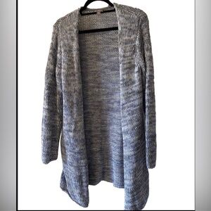 J Jill Long Open-front knitted Cardigan In Blue/Grey Hues